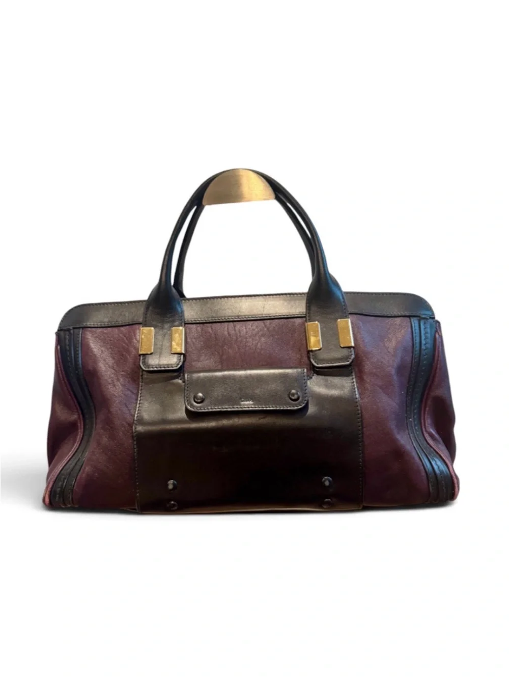 Chloe Alice Burgundy and Black Top handle Satchel